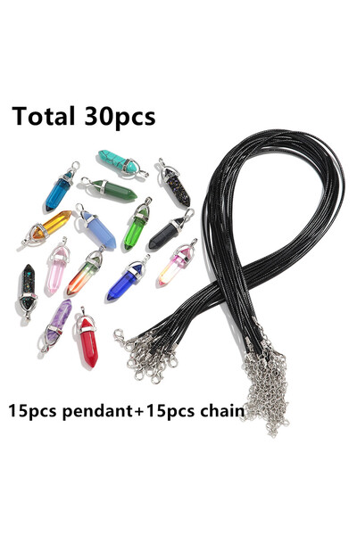 Choice 30 قطعة - طراز جديد 30/40 قطعة قلادة كريستال صناعية سداسية الشكل من حج...