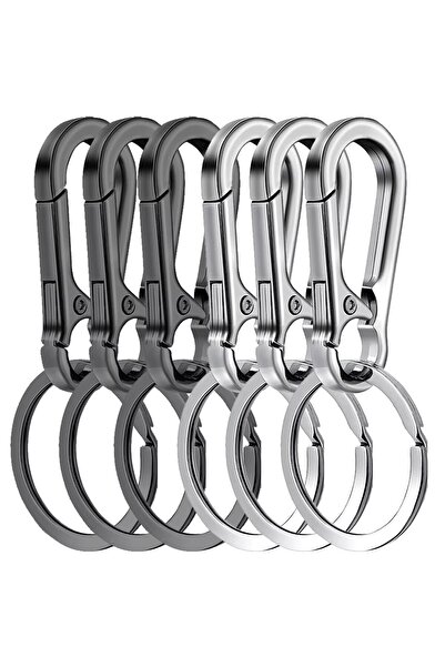 Choice Black and silvery 6Pcs Carabiner Clip Keychain Metal Carabiner Shape K...