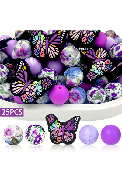 Choice4 25PCS-style 3 6/25/40PCS Butterfly Silicone Bead Set for DIY Jewelry,...