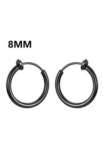 Choice أقراط C-Black مقاس 8 مم غير مثقوبة بمشبك قابل للسحب للرجال والنساء مشا...