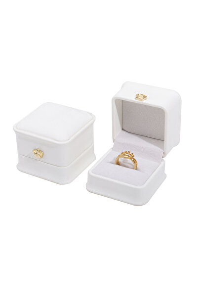 Choice علبة مجوهرات بيضاء من الجلد الصناعي من مجموعة كراون ويست، علبة خواتم مجوهرات، أقراط دائرية، أقراط، مجوهرات