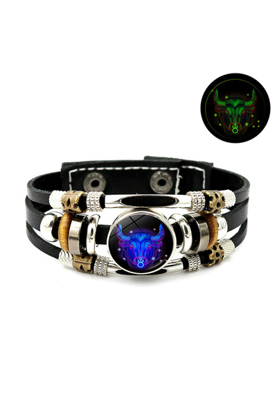 Choice سوار جلد مضيء من توروس سيتلاتي، سوار جلدي متعدد الطبقات مرصّع بالخرز ج...