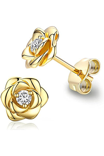 Choice أقراط هويتان إتيرنيتي فلاور المرصعة بالزركونيا المكعبة، بتصميم وردة رو...