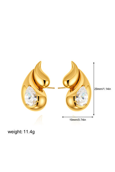 Choice أقراط ذهبية اللون ذهبية اللون مزدوجة على شكل دمعة للنساء، أقراط من الك...
