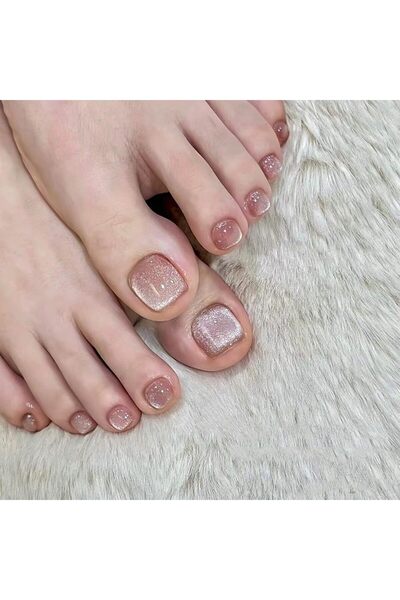 Choice 24 قطعة أظافر صناعية قصيرة مربعة الشكل على شكل عين قطة بلون العاج، أظا...