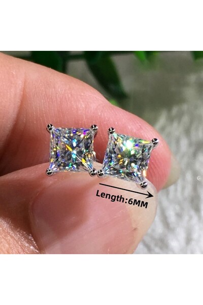 Choice S406-6MM Minimalism 5/6/8MM Rainbow CZ Stone Sqaure Stud Earrings for ...