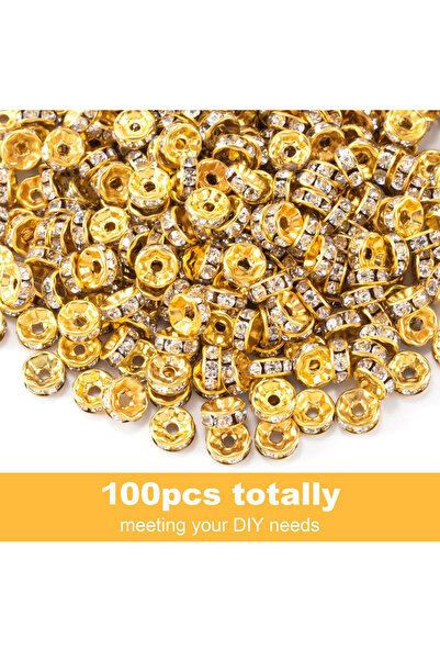 Choice1 Golden 100Pcs 6mm Rondelle Spacer Beads Gold Plated Crystal Silver Pl...