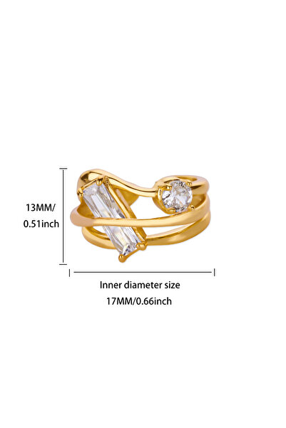 Choice JZ7574G خاتم مفتوح من الزركون الهندسي للنساء مصنوع من الفولاذ المقاوم ...