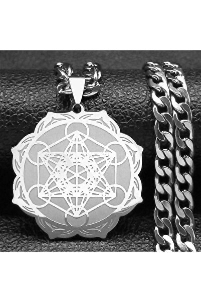 Choice قلادة رئيس الملائكة من NK SR بتصميم هندسي مقدس بطول 60 سم على شكل مكعب ميتاترون وزهرة الحياة وختم اللوتس للنساء والرجال