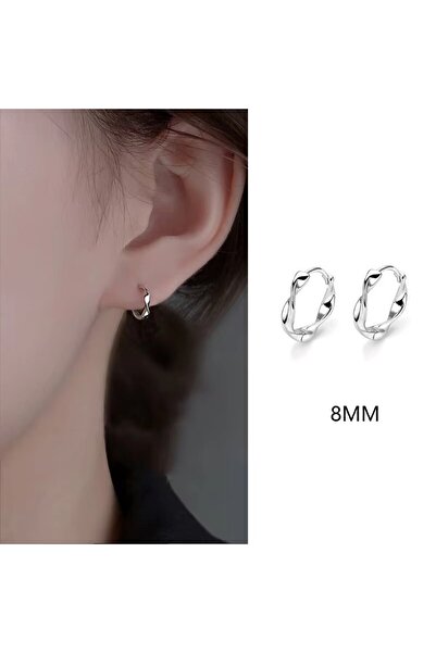 Choice AED95-s8 قرط حلقي فضي اللون للنساء بتصميم هندسي بسيط على شكل دائرة دائرية