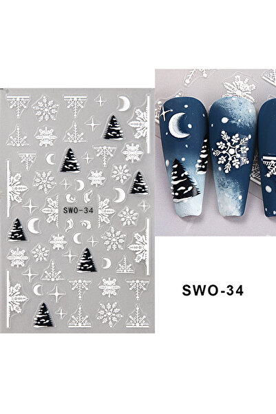 Choice ملصقات أظافر SWO-34 ذاتية اللصق على شكل ندفة ثلج كرتونية لتزيين أظافر ...