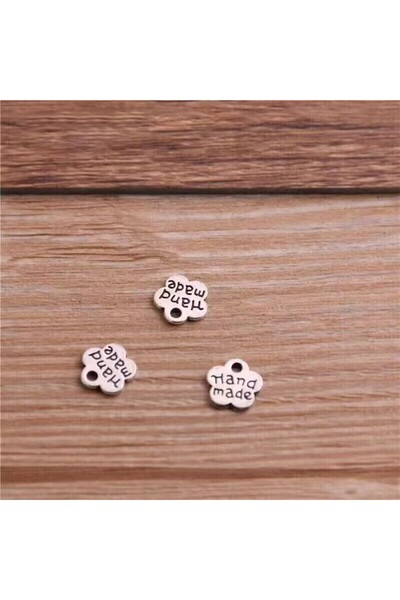 Choice 100 قطعة من الفضة العتيقة 8 × 8 مم من سبائك معدنية بلونين وحرفين مزدوج...