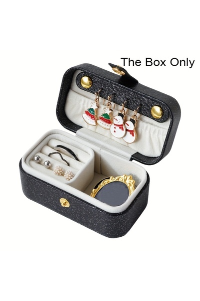 Choice صندوق مجوهرات نسائي أسود محمول للسفر للخواتم والقلادات والأقراط والقلا...