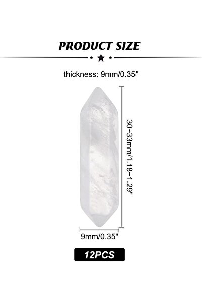 Choice AECH07-04374 12 قطعة من الكوارتز الطبيعي برأس كوارتز أبيض سداسي الشكل ...