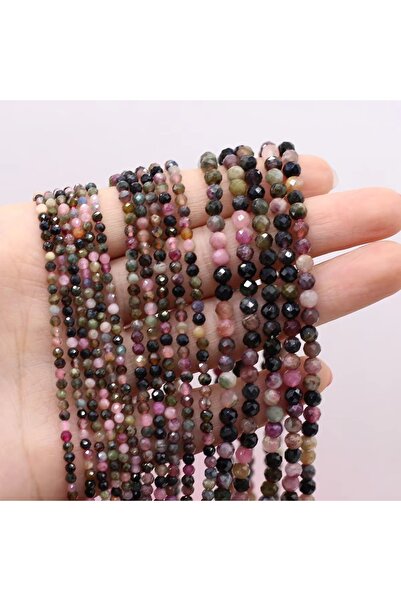 Choice22 4mm Tourmaline 2/3/4mm Natural Stone Beaded Faceted Small Colorful L...
