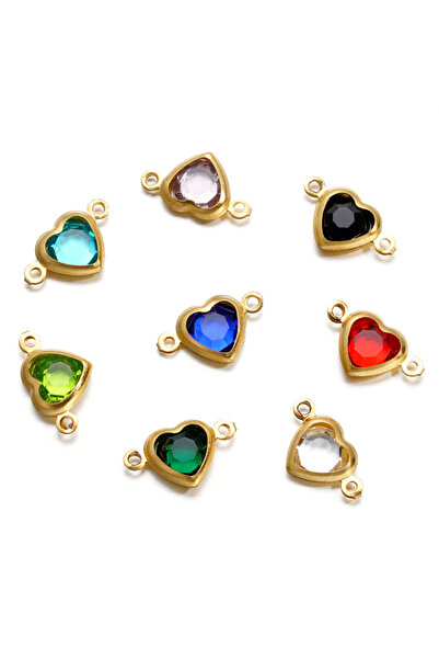 Choice 10 قطع عشوائية مختلطة من الفولاذ المقاوم للصدأ على شكل قلب بفتحتين مع ...