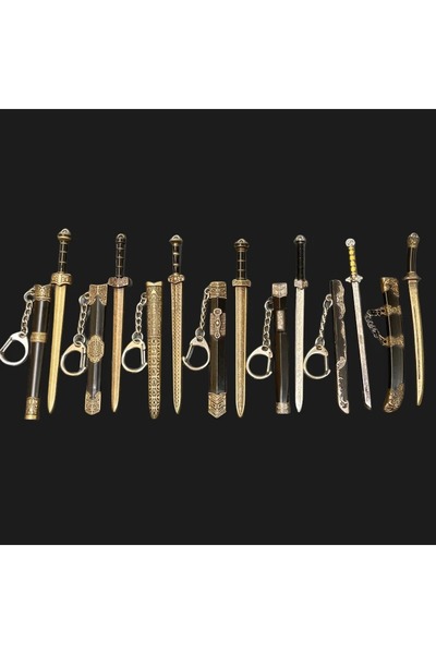 Choice سلسلة مفاتيح على شكل سيوف معدنية صغيرة بطول 12 سم، 7 قطع، سلسلة مفاتيح...