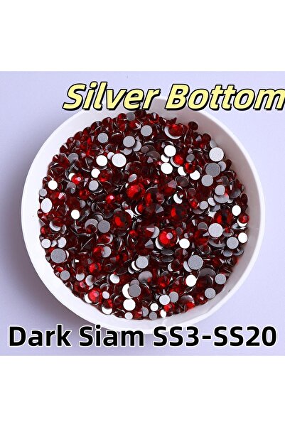 Choice مجموعة ألوان سيام الأحمر الداكن، أحجام متنوعة، قاعدة فضية، أحجار الراي...