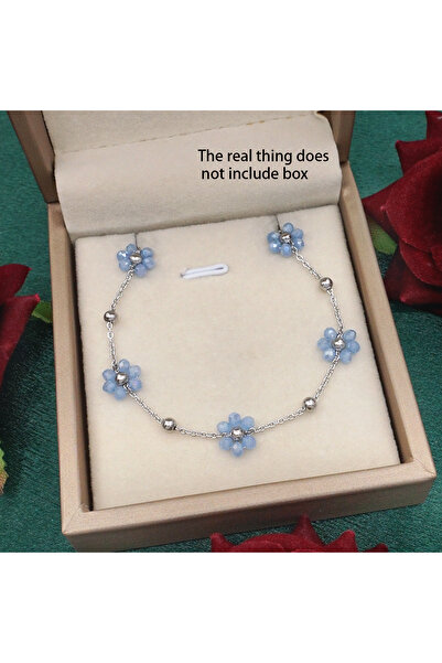 Choice 21cm Light blue Women's Stainless Steel Petal Bracelet - Birthday Moth...