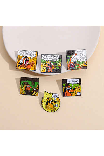 Choice دبوس معدني عالمي على شكل جرو يشرب القهوة، بتصميم كرتوني صغير أصفر اللو...