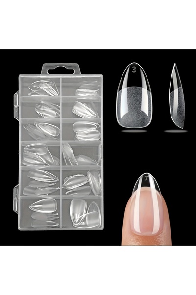 Choice 120 قطعة من أطراف أظافر لوزية قصيرة، أطراف أظافر شفافة، أظافر صناعية أ...