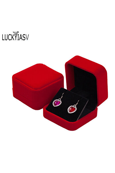 Choice صناديق تخزين المجوهرات ذات الغطاء الأحمر القابل للطي، أقراط، قلادة، صن...