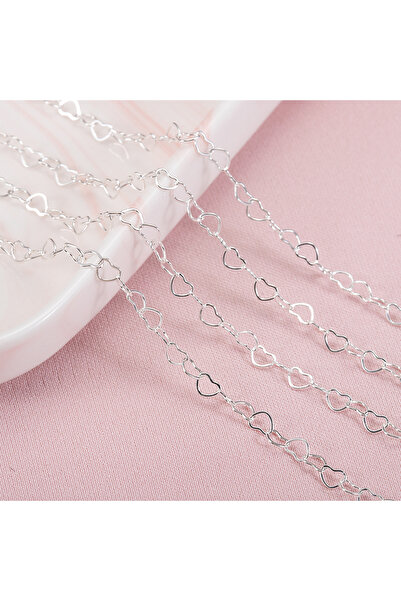 Choice سلسلة قلب الحب بطول 1 متر، لون فضي، 5 أمتار، 1 متر، 3 مم، وصلات نحاسية لقلادة صنع المجوهرات بنفسك