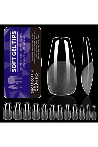 Choice نعش قصير 550 قطعة من أظافر الأكريليك الشفافة المزيفة ذات الغطاء الكامل...