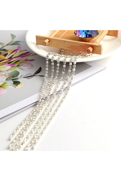 Choice سلسلة أحجار الراين الفضية ss8 بطول ياردة واحدة و1.5/2/2.5/3 مم، قاعدة ...