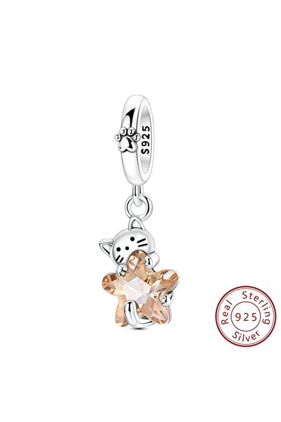 Choice KSC455 خرز سحر أصلي من الفضة الإسترلينية 925 بنسبة 100% على شكل مخلب قطة حيوان أليف على شكل نجمة وقلب مناسب للسوار B