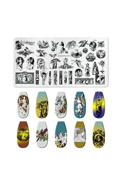 Choice قالب ختم أظافر CJT-101 على شكل قلب خوخي، صورة ملاك، زهرة، عيد الهالوين...