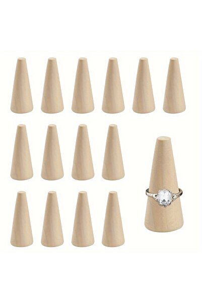Choice 10Pcs 10Pcs Wooden Ring Displays Cone Shaped Finger Ring Stand Jewelry...