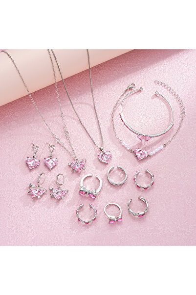 Choice Pink No box 14 Pcs/Set Pink Crystal Jewelry Set for Women Y2k Kpop Cut...