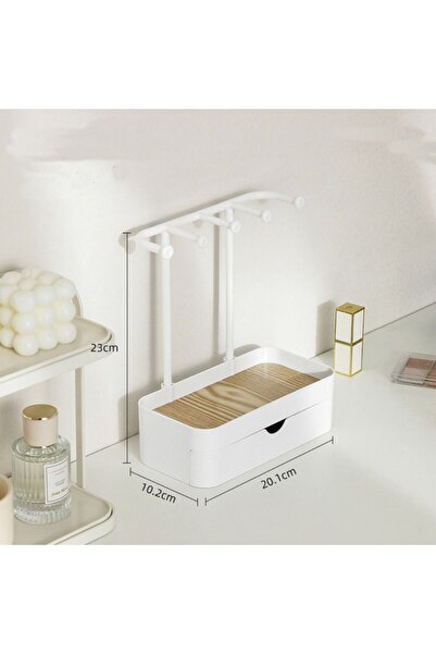 Choice رف عرض مجوهرات محمول أنيق باللون الأبيض مع صندوق وأقراط وقلادات مع درج...