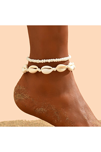Choice A3 2PCS Bohemia Natural Shell Anklets For Women Small Resin Beads Summ...