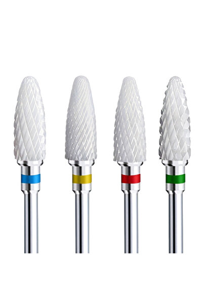 Choice مجموعة من 4 رؤوس مثقاب أظافر سيراميكية، مقاس 3/32 بوصة، لون رمادي فاتح...