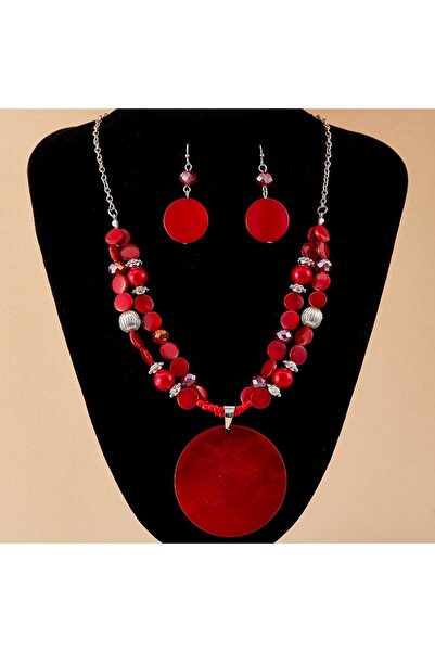 Choice YF1266-1 3PCS Bohemian Ethnic Style Exaggerated Personality Red Round ...