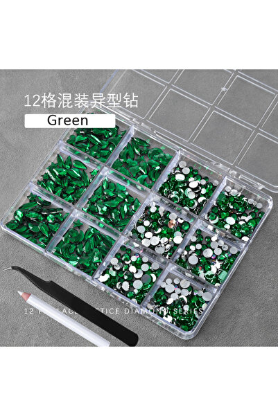 Choice ZB148-9 12Grids 3D Champagne Gold Nail Art Rhinestones Multi-Shapes Fl...
