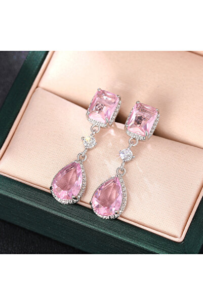 Choice أقراط متدلية من الزركونيا المكعبة باللونين الوردي والأصفر من هويتان، ب...