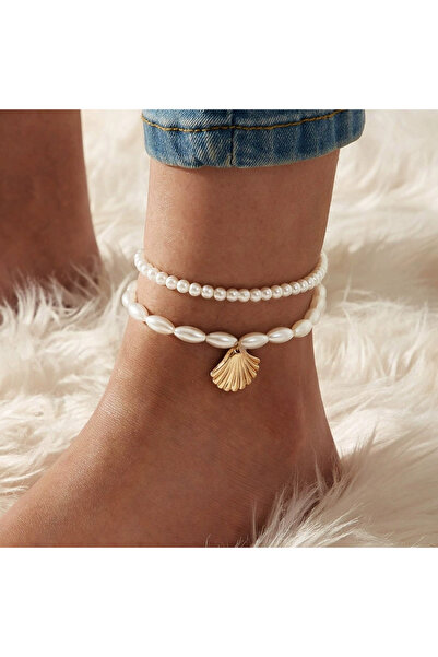 Choice AYA5379 مجموعة خلخال شاطئ من 3 قطع للنساء صيفية عتيقة باللون الذهبي على شكل نجمة البحر مع دلايات على شكل صدفة