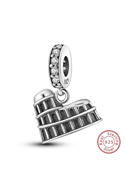 Choice KJC350 قلادة سفر أصلية من الفضة الإسترلينية عيار 925 على شكل مبنى تاري...