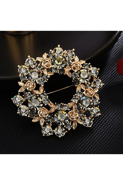 Choice دبوس إكليل من الكريستال المستدير بتصميم عتيق للنساء E7-3-9536