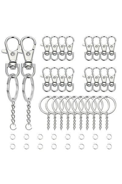 Choice 10 SETS Silvery 5/10/20 Set Swivel Snap Hook Flat Key Chain Rings and ...