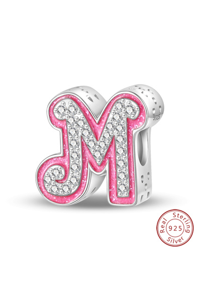 Choice11 PAC1236-M خرز فضي عيار 925 على شكل أميرة وردية اللون مكون من 26 حرفً...