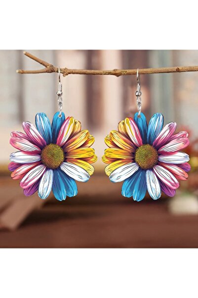 Choice MULTI 1 pair of retro ethnic style colorful sunflower flower acrylic l...