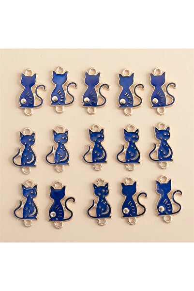 Choice 30 قطعة/عبوة من دلايات قطة وقمر زرقاء مطلية بالمينا، مثالية لصنع القلا...