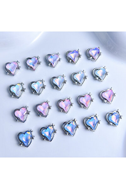 Choice مجموعة من 10 قطع من زينة أظافر على شكل قلب كريستالي فاخر، مجوهرات صليب...