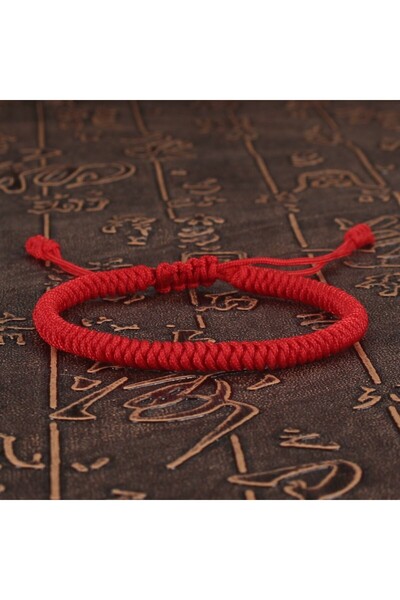 Choice سوار بوذي أحمر من التبت، مصنوع يدويًا، مضفر، قابل للتعديل، عقدة كينغ ك...