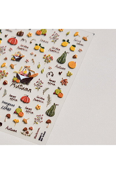 NAILFYOU to3428 ملصق أظافر خماسي الأبعاد بتصميم أوراق الجنكة القيقبية الريفية...