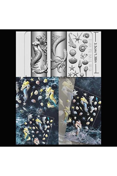 JETTING N1 3D Soft Silicone Nail Ocean Mermaid Templates Goldfish Koi Buttons...